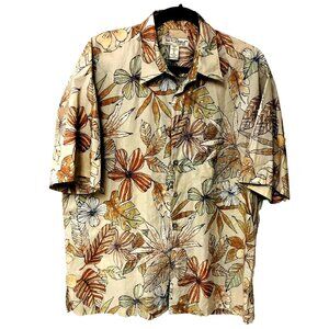 Tori Richard Cotton Lawn Hawaiian Camp Shirt Men L Neutrals Aloha USA Athleisure